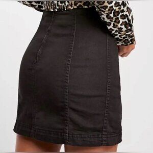 Free People Denim Mini Skirt in Black, Size 6